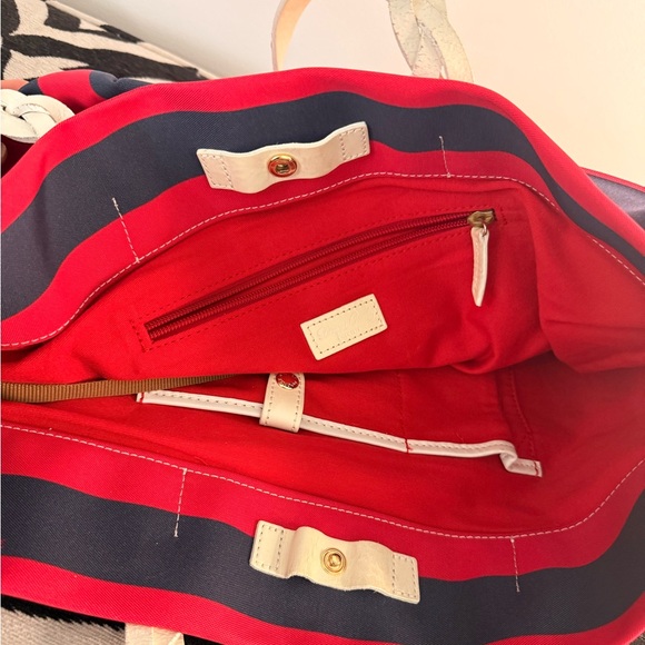 Dooney & Bourke Navy and Red Striped Tote - Picture 10 of 14